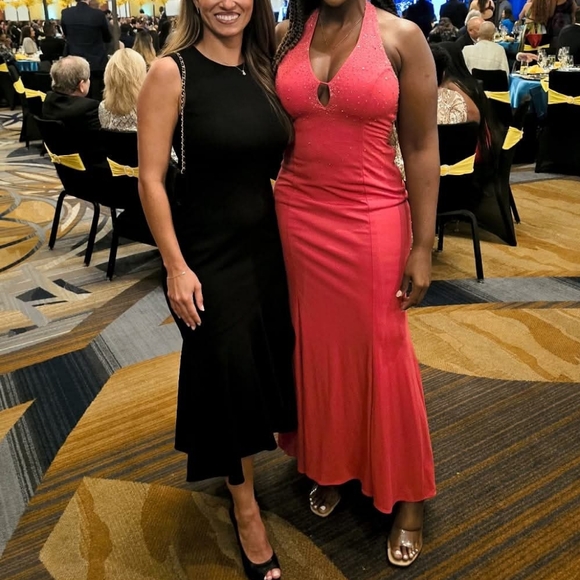 Beaded Barbie Pink Floor Length Formal Gown Prom Homecoming Dress Hot Pink - Picture 6 of 14